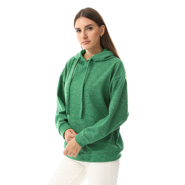 Heather Green Long Sleeves Slip On Hoodie