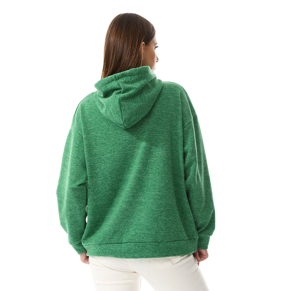 Heather Green Long Sleeves Slip On Hoodie