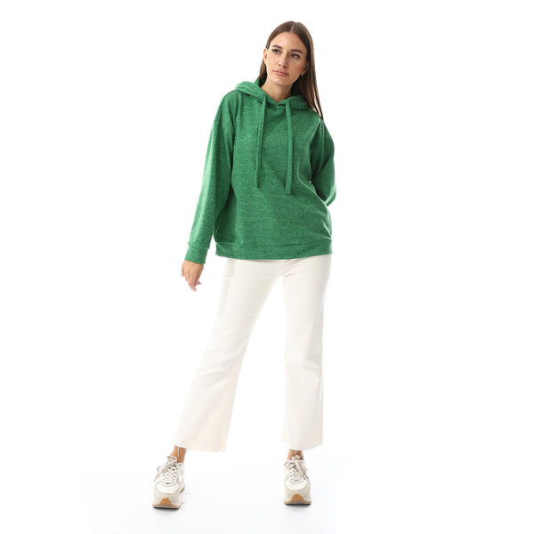 Heather Green Long Sleeves Slip On Hoodie