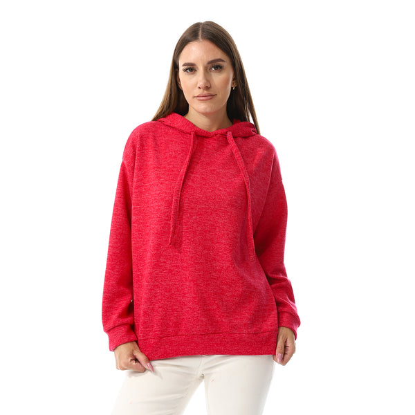 Heather Fuchsia Long Sleeves Slip On Hoodie