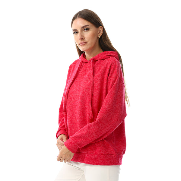 Heather Fuchsia Long Sleeves Slip On Hoodie