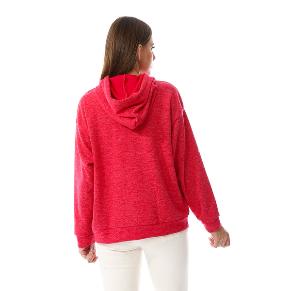 Heather Fuchsia Long Sleeves Slip On Hoodie