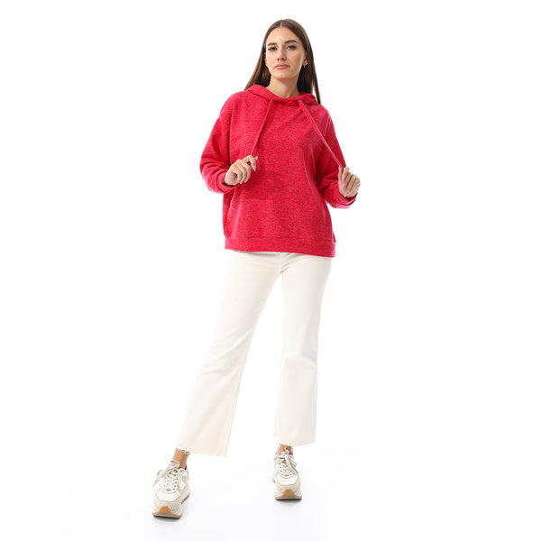 Heather Fuchsia Long Sleeves Slip On Hoodie
