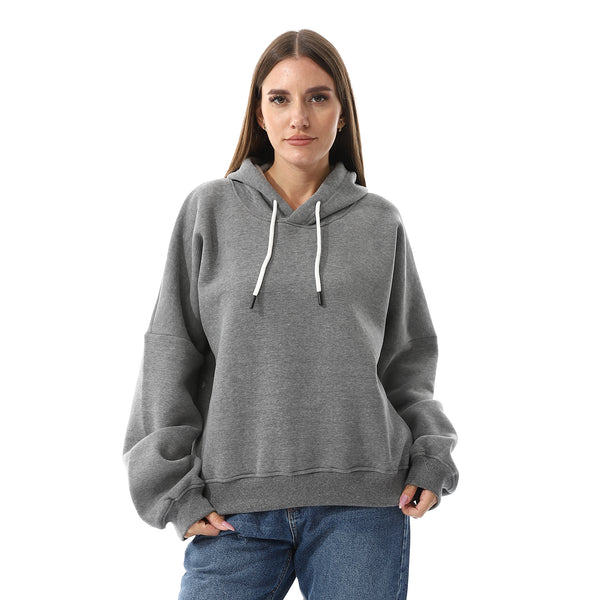 Long Sleeves Fleece Hoodie - Heather Grey