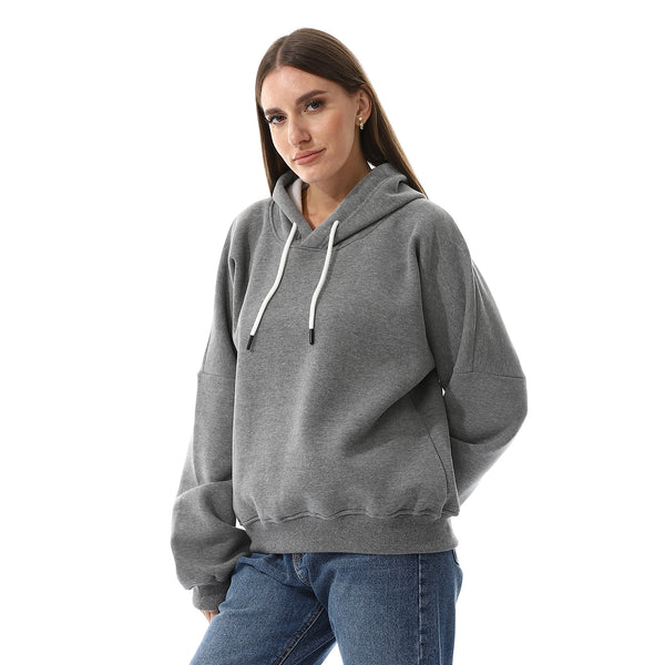 Long Sleeves Fleece Hoodie - Heather Grey