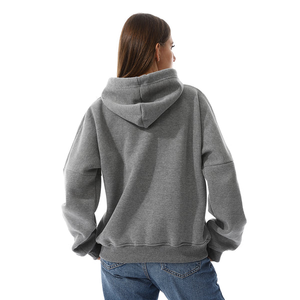 Long Sleeves Fleece Hoodie - Heather Grey