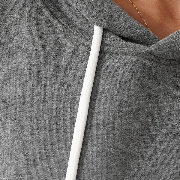 Long Sleeves Fleece Hoodie - Heather Grey