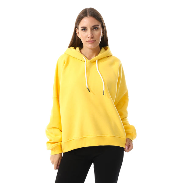 Long Sleeves Fleece Hoodie - Yellow