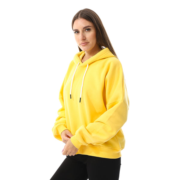 Long Sleeves Fleece Hoodie - Yellow