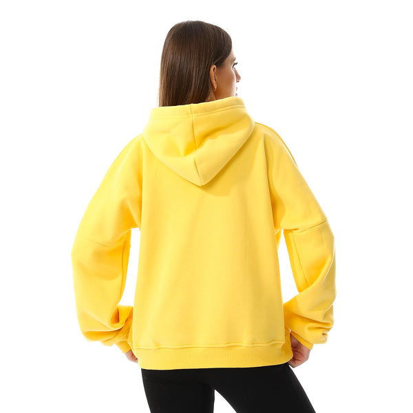 Long Sleeves Fleece Hoodie - Yellow