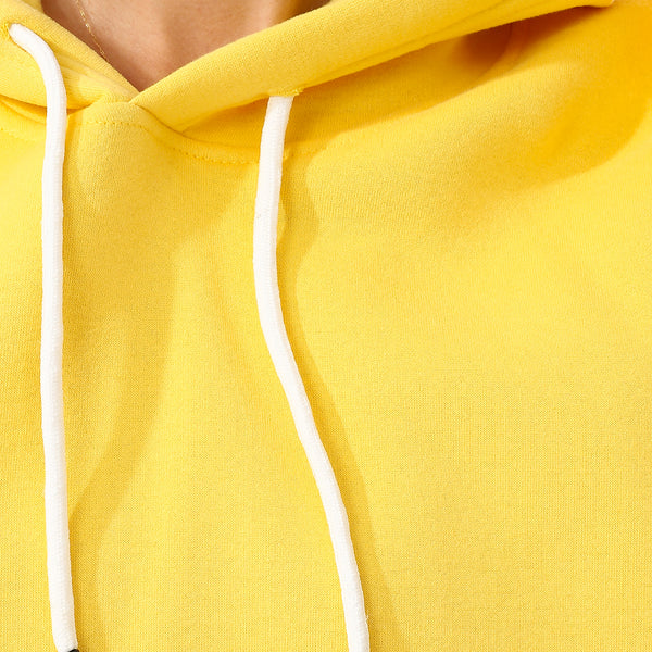 Long Sleeves Fleece Hoodie - Yellow