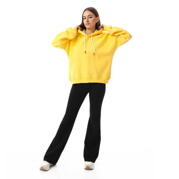 Long Sleeves Fleece Hoodie - Yellow