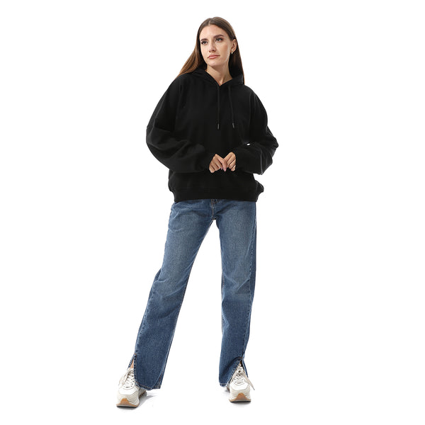 Long Sleeves Fleece Hoodie - Black