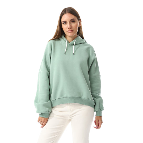Long Sleeves Fleece Hoodie - Mint Green