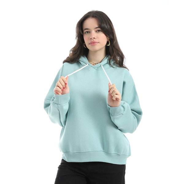 Long Sleeves Fleece Hoodie - Mint Green
