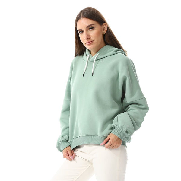 Long Sleeves Fleece Hoodie - Mint Green