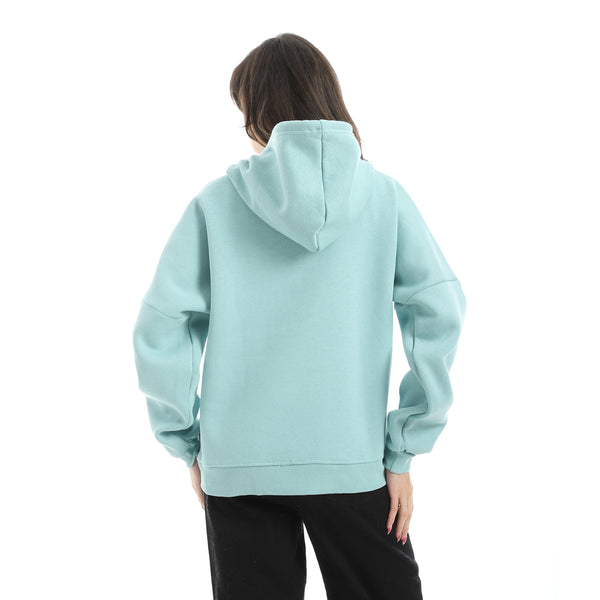 Long Sleeves Fleece Hoodie - Mint Green