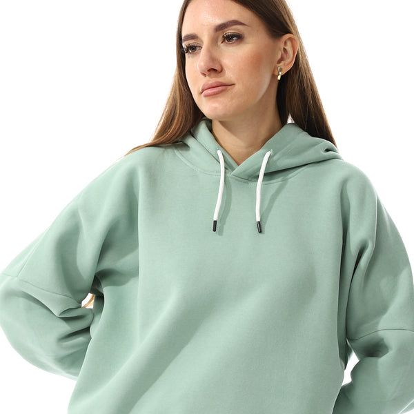 Long Sleeves Fleece Hoodie - Mint Green