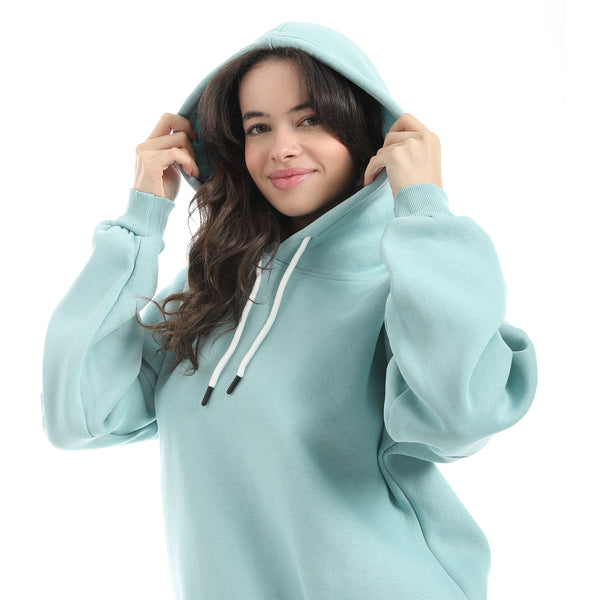 Long Sleeves Fleece Hoodie - Mint Green
