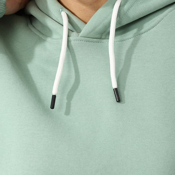 Long Sleeves Fleece Hoodie - Mint Green
