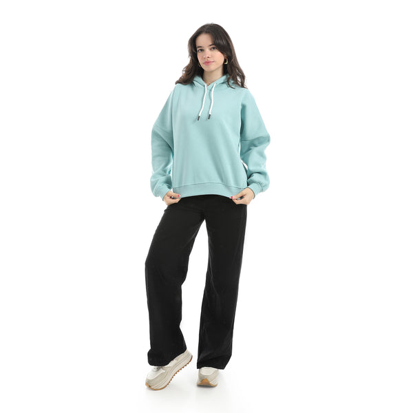 Long Sleeves Fleece Hoodie - Mint Green