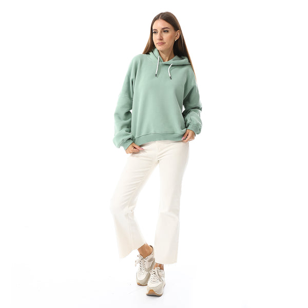 Long Sleeves Fleece Hoodie - Mint Green