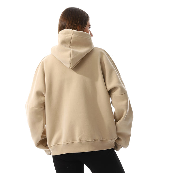 Long Sleeves Fleece Hoodie - Beige
