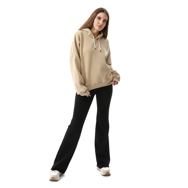 Long Sleeves Fleece Hoodie - Beige