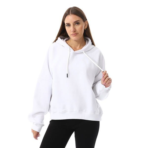 Long Sleeves Fleece Hoodie - White