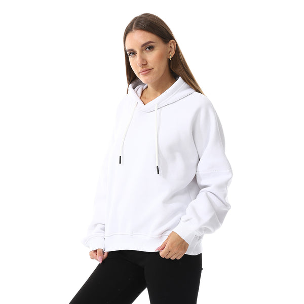 Long Sleeves Fleece Hoodie - White