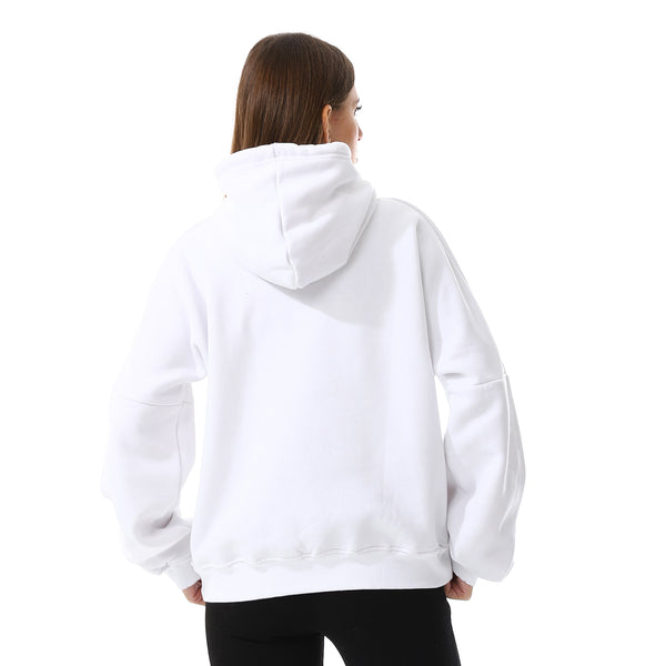 Long Sleeves Fleece Hoodie - White