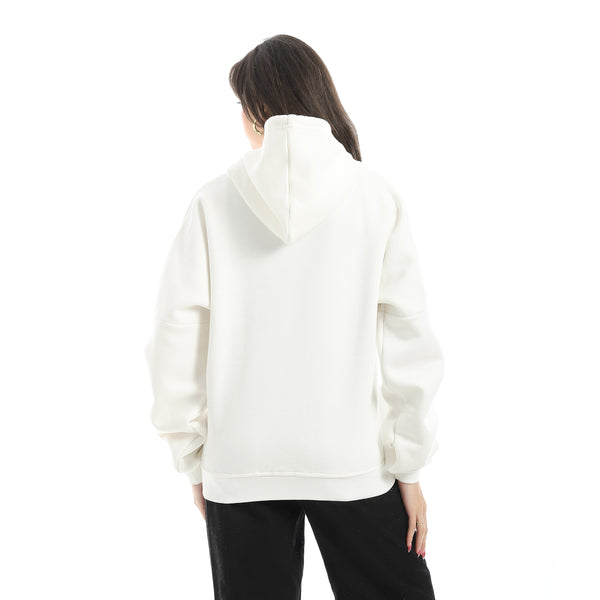 Long Sleeves Fleece Hoodie - White