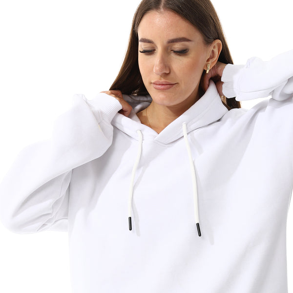 Long Sleeves Fleece Hoodie - White