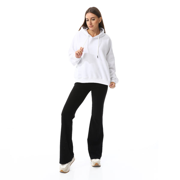Long Sleeves Fleece Hoodie - White