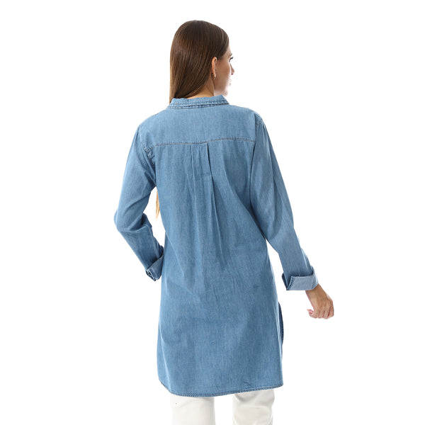 Medium Blue Long Sleeves Denim Shirt