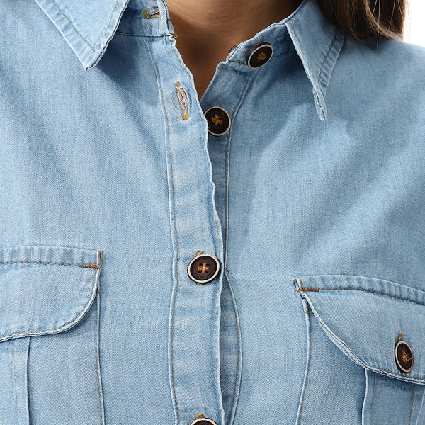 Light Blue Long Sleeves Denim Shirt