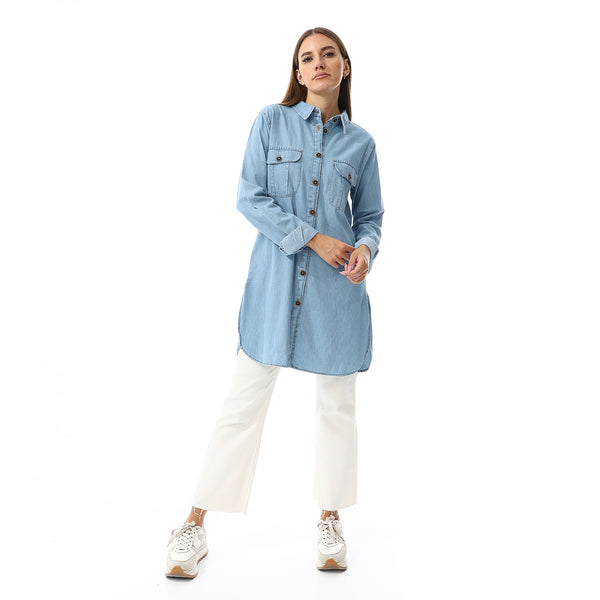 Light Blue Long Sleeves Denim Shirt