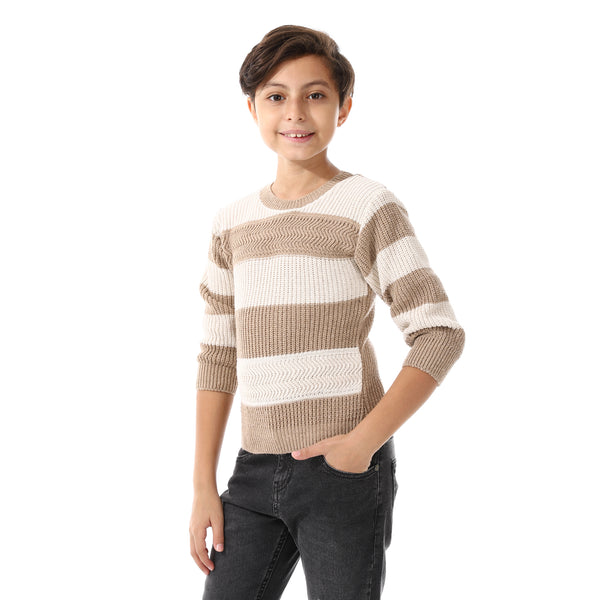 Off_White_And_Beige_Wide_Stripes_Slip_On_Boys_Pullover