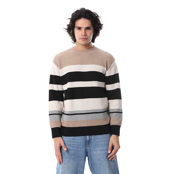 _Striped_Knitted_Round_Neck_Pullover
