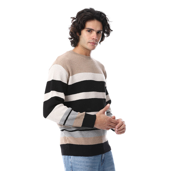 _Striped_Knitted_Round_Neck_Pullover