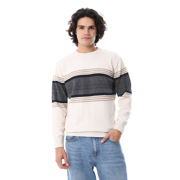 Round_Ribbed_Neck_Striped_Pullover