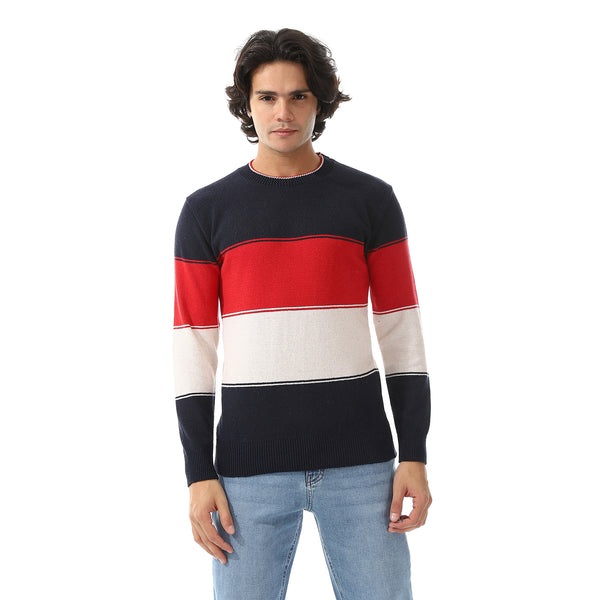 Long Sleeves Slip On Pullover - Red, Black, Navy Blue & Off White