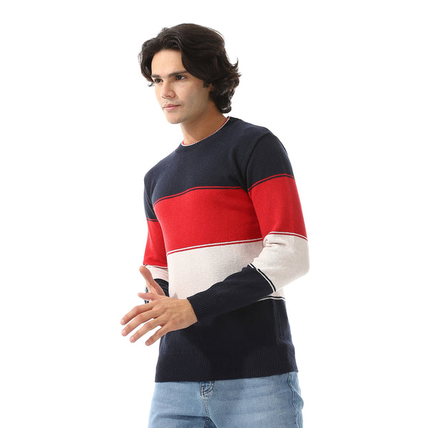 Long Sleeves Slip On Pullover - Red, Black, Navy Blue & Off White