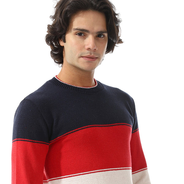 Long Sleeves Slip On Pullover - Red, Black, Navy Blue & Off White