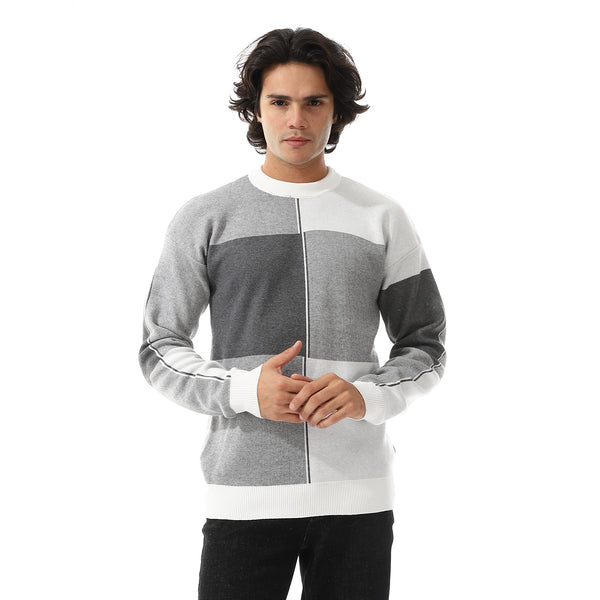 Grey Shades & White Regular Fit Pullover