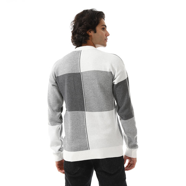 Grey Shades & White Regular Fit Pullover