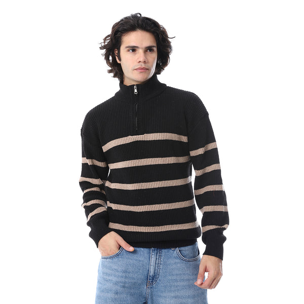 Stylish_Striped_Pullover_With_Zipper_Neck