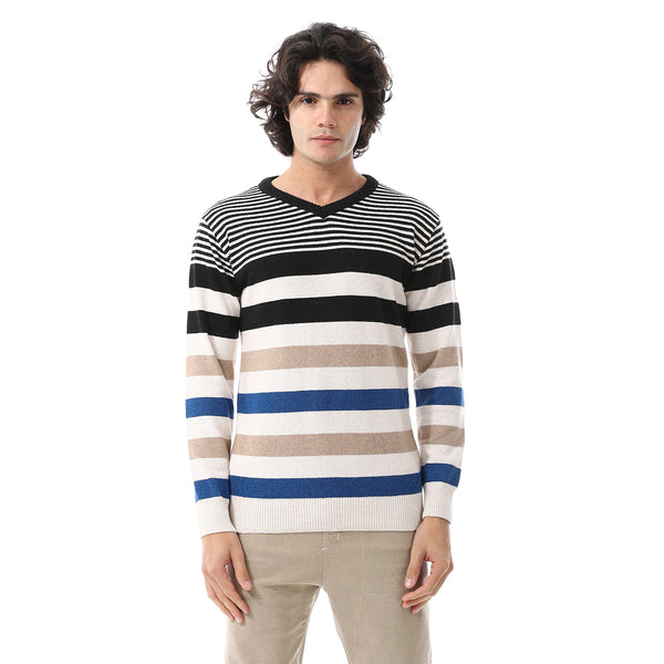 V-Neck_Long_Sleeves_Pullover_-_Off_White,_Black_&_Blue