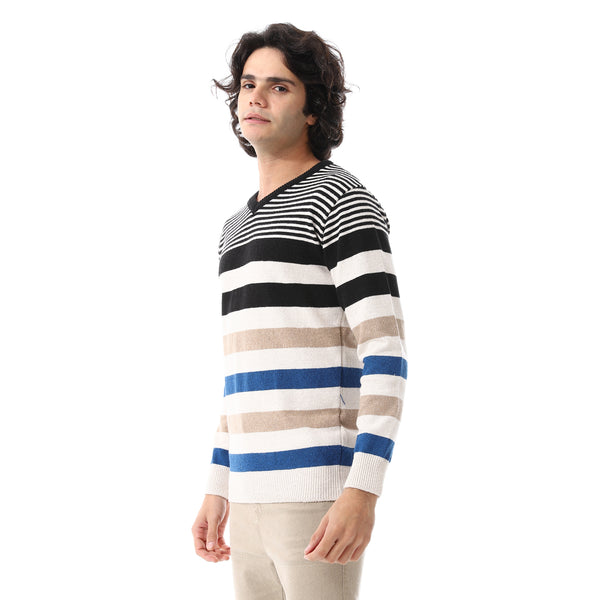 V-Neck_Long_Sleeves_Pullover_-_Off_White,_Black_&_Blue
