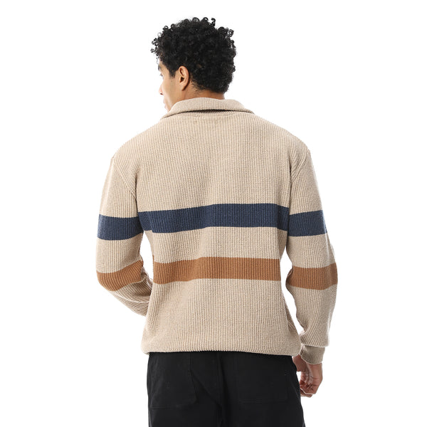 Wide_Striped_Zipped_Pullover_-_Beige,_Navy_Blue_&_Brown